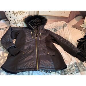Michael kors mkblack/gold  quilted packable Jacket/coat hooded plus size 1xl